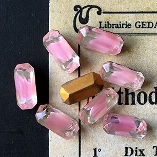 VP-2955 10x5 West German Vintage Rhinestone Pink’Givre Octagon