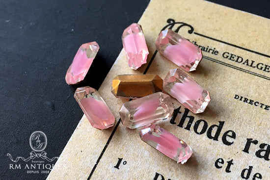 VP-2955 10x5 West German Vintage Rhinestone Pink’Givre Octagon