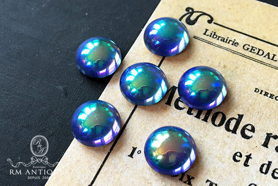 VP-3060 9mm Czech VintagePreciosa glass Cabochon AB Sapphire Round