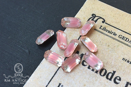 VP-3374 8x4 West German Vintage Rhinestone GivrePink Octagon