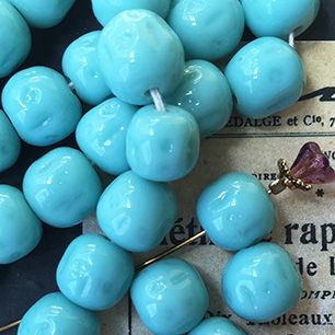 VP-3381 10~11mm Japan Vintage cherry brand haskell baroqueglass Bead Turquoise Blue