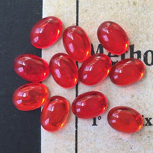 VP-3391 7x5 West German Vintage glass Cabochon OrangeRed Oval