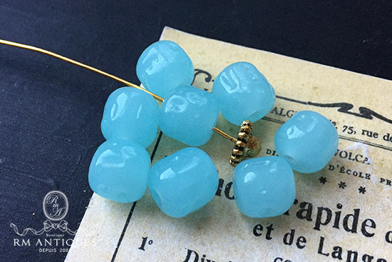 VP-3474 10~11mm haskell Japan Vintage cherry brand haskell baroqueglass Bead teal Blue