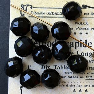 VP-3481 9mm German Vintage BlackRound glass Bead