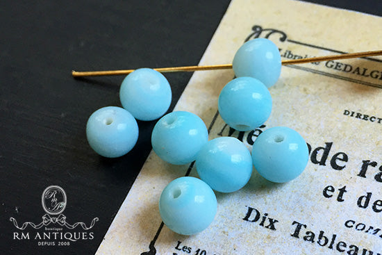 VP-3590 8mm JapanVintage pale Blue glass Bead