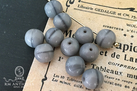 VP-3770 7mm Czech Vintage opaque Gray glass Bead