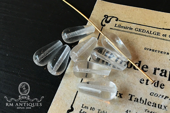 VP-3945 13x6mm Czech Vintage Clear Drop glass Bead