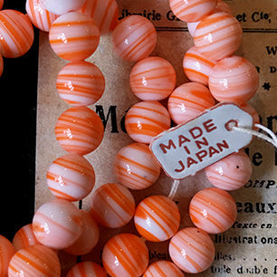 VP-3946 7mm JapanVintage Orange Marbled glass Bead