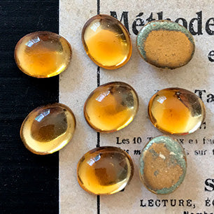 VP-4079 10X8 German Vintage glass Cabochon AmberSabrina Oval