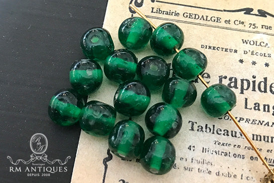 VP-4145 8mm Japan cherry brand haskell Vintage baroqueglass Bead green