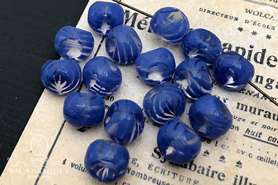 VP-4230 8mm Czech Vintage BlueStriped３Sided glass Bead