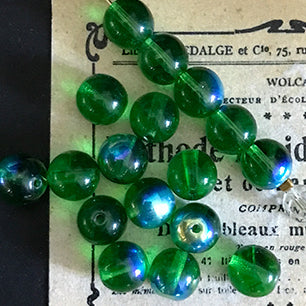 VP-4465 8mm Czech Vintage ABEmeraldglass Bead