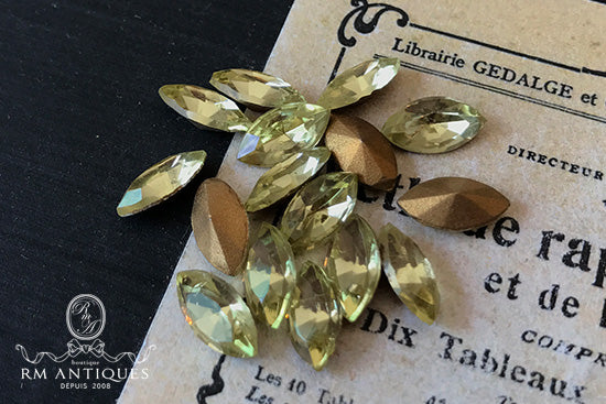 VP-4512 10X5 Czech Vintage Jonquil Rhinestone Navette