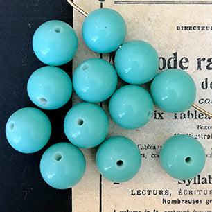 VP-4520 10mm Japan Vintage Cherry Brand opaque Turquoise glass Bead