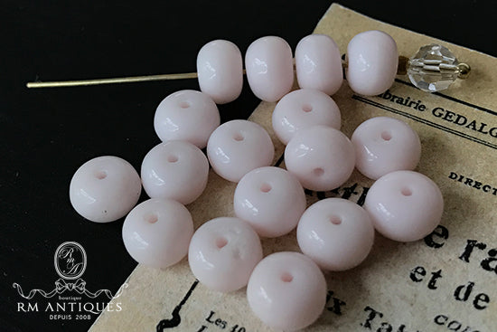 VP-4644 8x6mm West German Vintage Baby Pink glass Bead