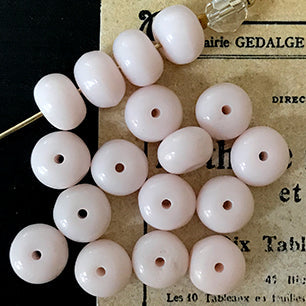 VP-4644 8x6mm West German Vintage Baby Pink glass Bead