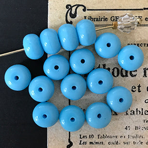 VP-4645 8x6mm West German Vintage Blue glass Bead