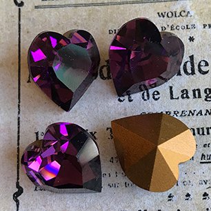 VP-4944 15.5x14mm Swarovski Vintage Amethyst Glass Stone Heart