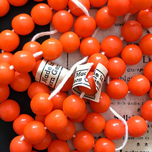 VP-5166 8mm West German Vintage Orange glass Bead