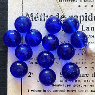 VP-5412 8mm JapanVintage Sapphire glass Bead