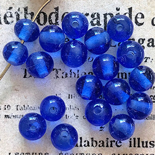 VP-5413 6mm JapanVintage Sapphire glass Bead