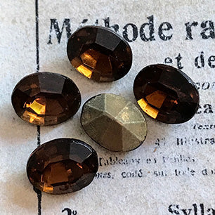 VP-5499 10X8 Czech Vintage Dark Smoked Topaz Rhinestone Oval