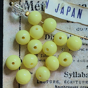 VP-5662 6mm Japan Vintage Cream Yellow Round glass Bead