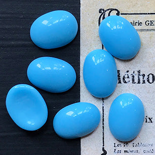 VP-5868 14x10 West German Vintage glass Cabochon Turquoise Oval