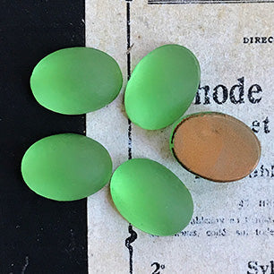 VP-6018 14x10 West German Vintage glass Cabochon Frosted Peridot Oval