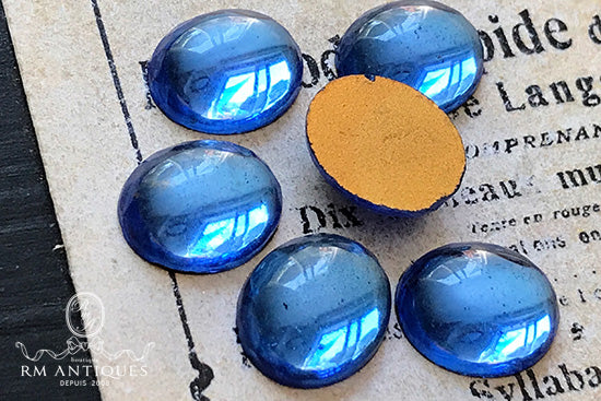 VP-6084 12X10 West German Vintage glass Cabochon Sapphire Oval