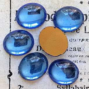 VP-6084 12X10 West German Vintage glass Cabochon Sapphire Oval