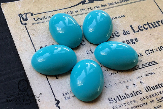 VP-6418 18x13 West German Vintage lucite CabochonTurquoise Oval