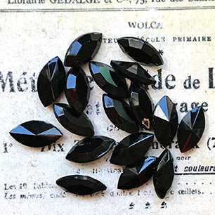 VP-6451 10X5 Czech Vintage Black Rhinestone Navette