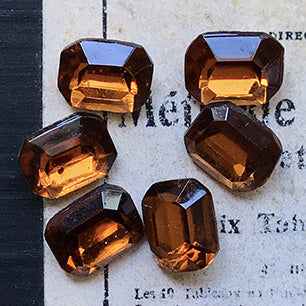 VP-6467 10X8 West German Vintage Rhinestone Smoked Topaz Octagon