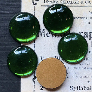 VP-6481 16mm West German Vintage glass Cabochon Emerald Round