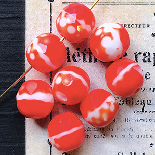 VP-6493 10mm West German AustriaVintage opaque Coral Red glass Bead