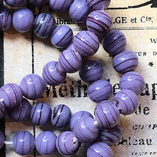 VP-6495 6mm Japan Vintage Marbled Purple glass Bead