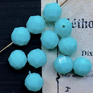 VP-6533 8mm West German Vintage Turquoise Acrylic Bead