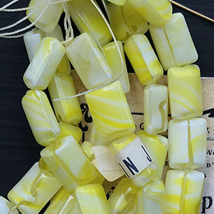 VP-6537 11x8.5mm Japan Vintage YellowGivre glass Bead