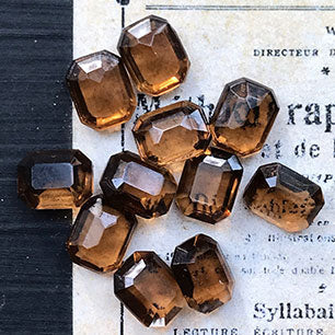 VP-6545 10X8 West German Vintage Rhinestone Smoked Topaz Octagon