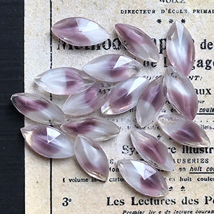 VP-6614 15x7 West German Vintage Rhinestone Purple White Givre Navette