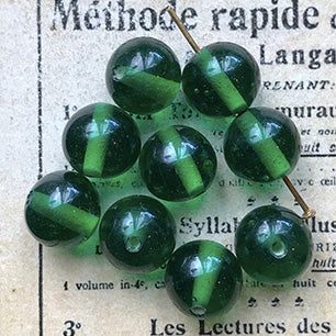 VP-6665 10mm Japan Vintage Emerald glass Bead