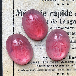 VP-6668 20x15 Japan Vintage glass Cabochon Marbled Pink Oval