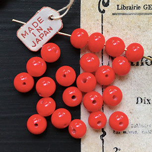 VP-6827 6mm Japan Vintage opaque Red glass Bead