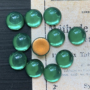 VP-6968 8mm West German Vintage glass Cabochon Emerald Round