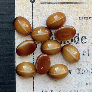 VP-7082 8x6 West German Vintage glass Cabochon Tiger eye Oval