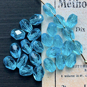 VP-7182 7x5mm Czech Vintage Aquamarine glass Bead