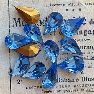 VP-7270 13x8 Czech Vintage Rhinestone L Sapphire Pear