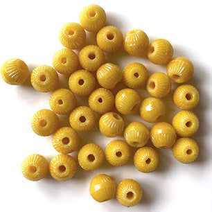 VP-7423 10mm German Vintage Star Yellow glass Bead