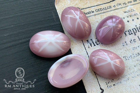 VP-7638 18X13 Czech Vintage glass Cabochon Amethyst Star Oval